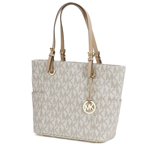 michael kors logo large vanilla totes|Michael Kors shoulder tote.